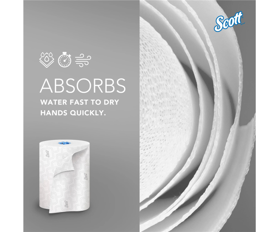 Scott 1-Ply White High-Capacity Hard Roll Towel (7.5 in. x 1150 ft., 6 RL/CS)